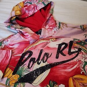 Polo Ralph Lauren Long Sleeve Hoodie Size 14-16 Youth Graphic T Shirt Pink